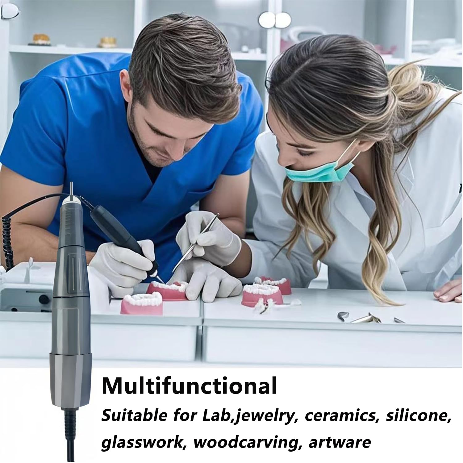 Micromotore Lucidatrice | Micromotore Per Lucidatura Elettrico 35K RPM Dimensione Punta 2,35Mm | Lucidatrice Per Gioielli Laboratorio Ceramica Silicone Lucidatura Opere d'arte (blue1)