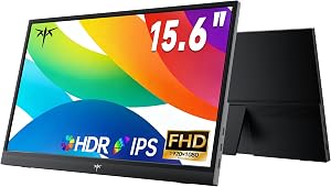 KTC Portable Monitor 15.6 Inch, FHD 1080P Travel Laptop Monitor Extender with USB-C HDMI, Ultra-Slim IPS HDR Display with Speakers, Second Monitor Screen for Laptop Phone Xbox Mac Switch, Black H15F9