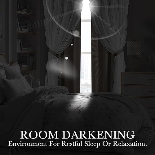 Vista 3 de PONY DANCE Cortinas decorativas para niñas, cortinas decorativas para niños, cortina de doble capa con volantes, superposición para oscurecer