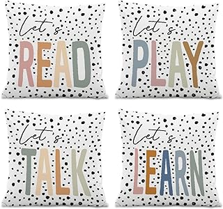 10 Sunroom Playroom Ideas with Bright Natural Energy 7 Let's Read Play Talk Learn Throw Pillow Covers,Reading Corner Nook Class...