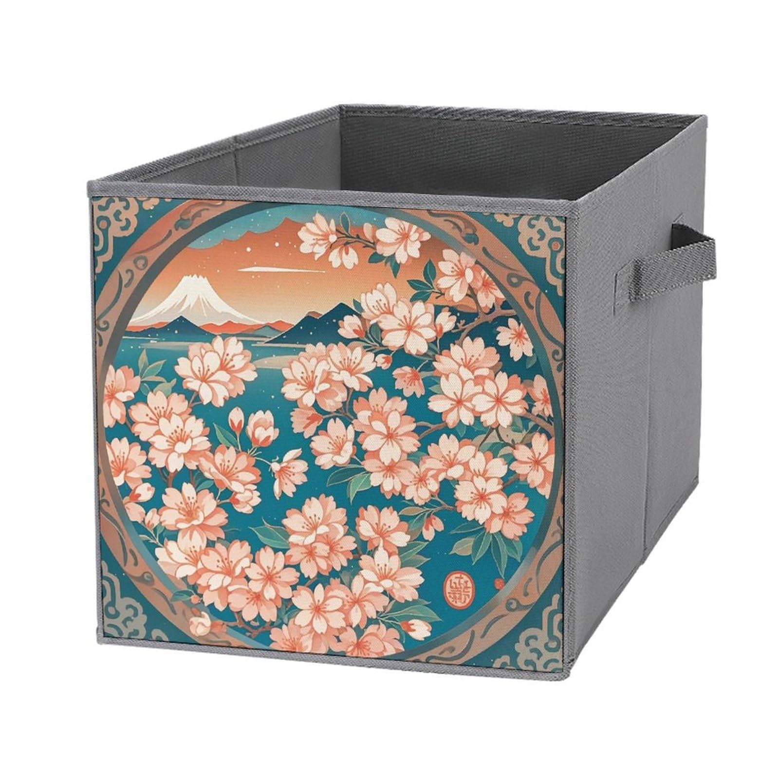 Boîte de rangement de style oriental pliable 28cm avec poignées pour placards