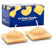 2-Pack Ravioli Pasta Candle, Funny White Elephant Gifts | Vanilla Scented Food-Shaped Soy Candles for Kitchen & Home Decor, Italian-Themed Gifts for Birthday, Housewarming & Christmas