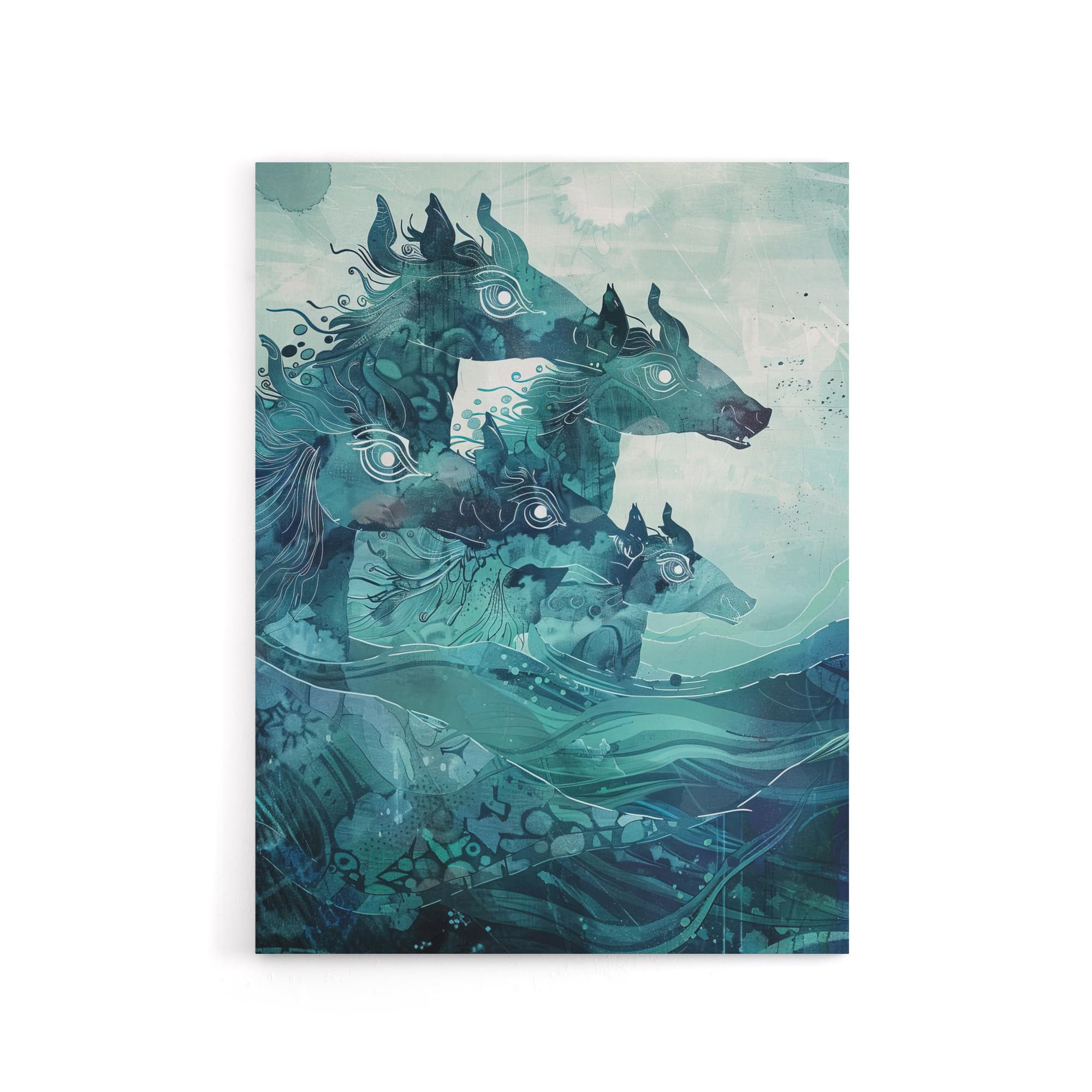Artery8 Scottish Folklore Sea Kelpies Canvas Wall Art Print 12X16: Mythical Scottish artwork print, dramatic decor for heritage or fantasy interiors