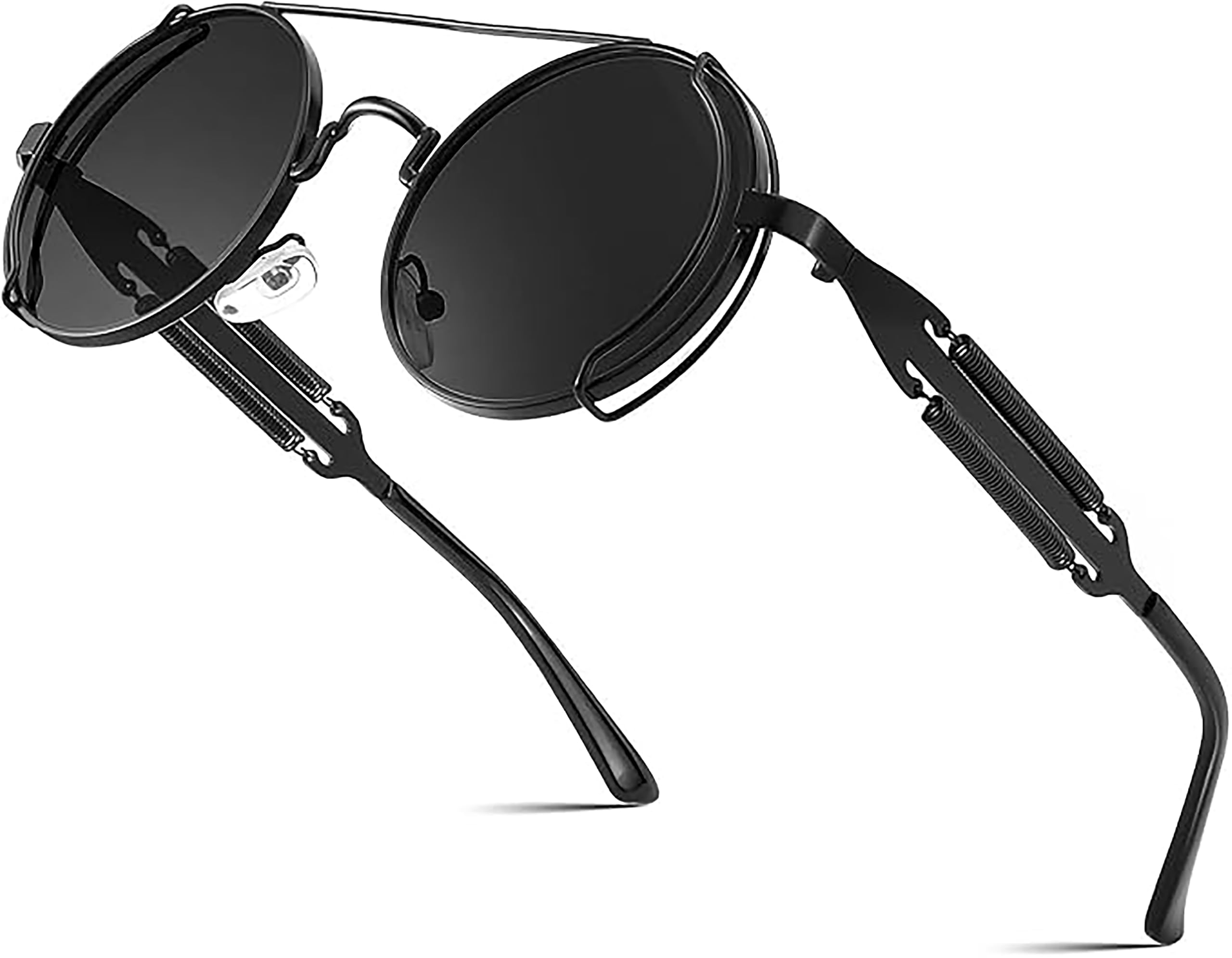Aviator Sunglasses for Men Women, Retro Steampunk Gothic Round Metal Frame Hippie Glasses B2351