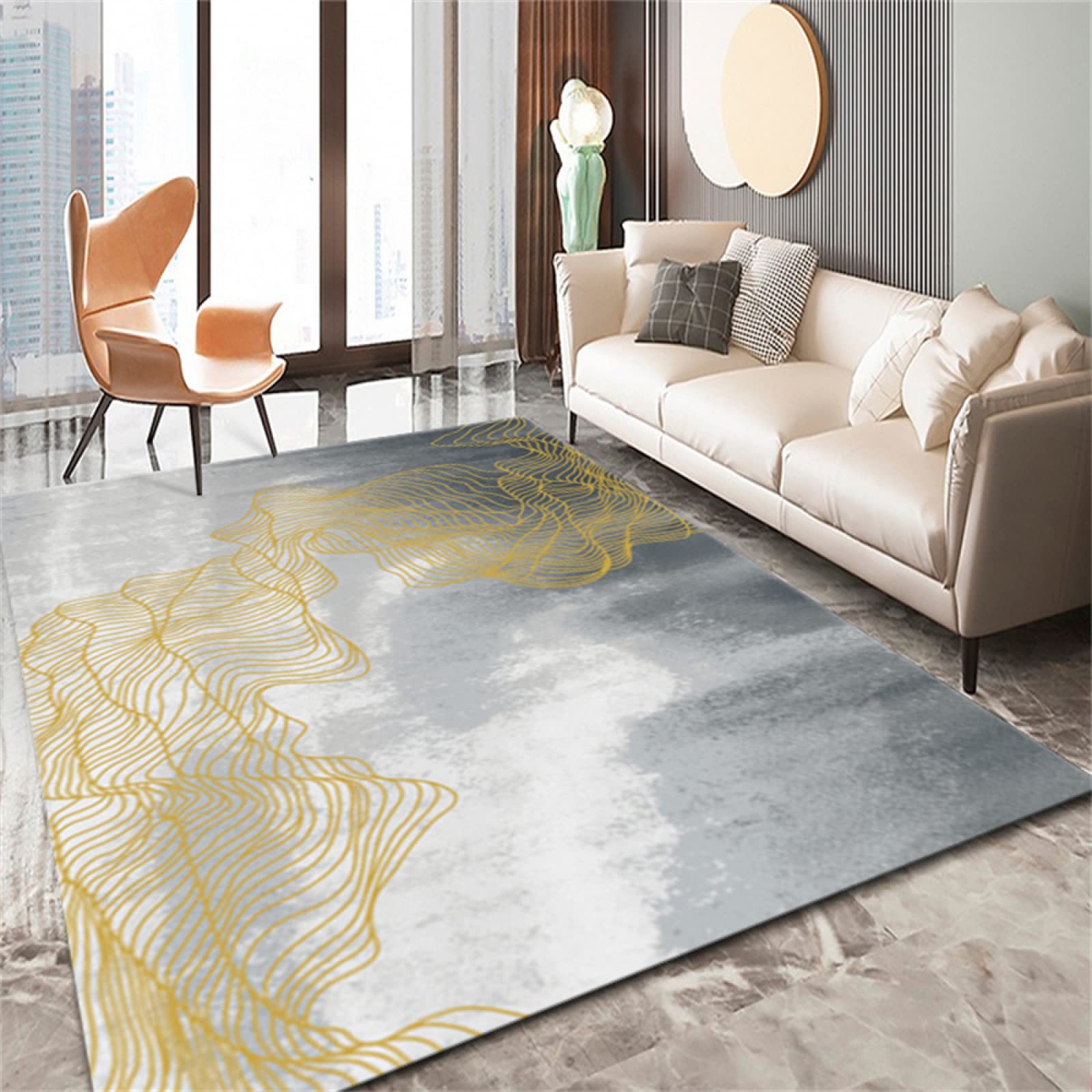 Tapis de lit épais abstrait gris pour briser la monotonie d'une chambre
