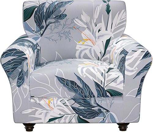 Miniatura 58 de Fundas elásticas para sofá, Fundas de sofá con estampado floral, 2 piezas de funda para sillón con funda de sección separada, Funda lavable para