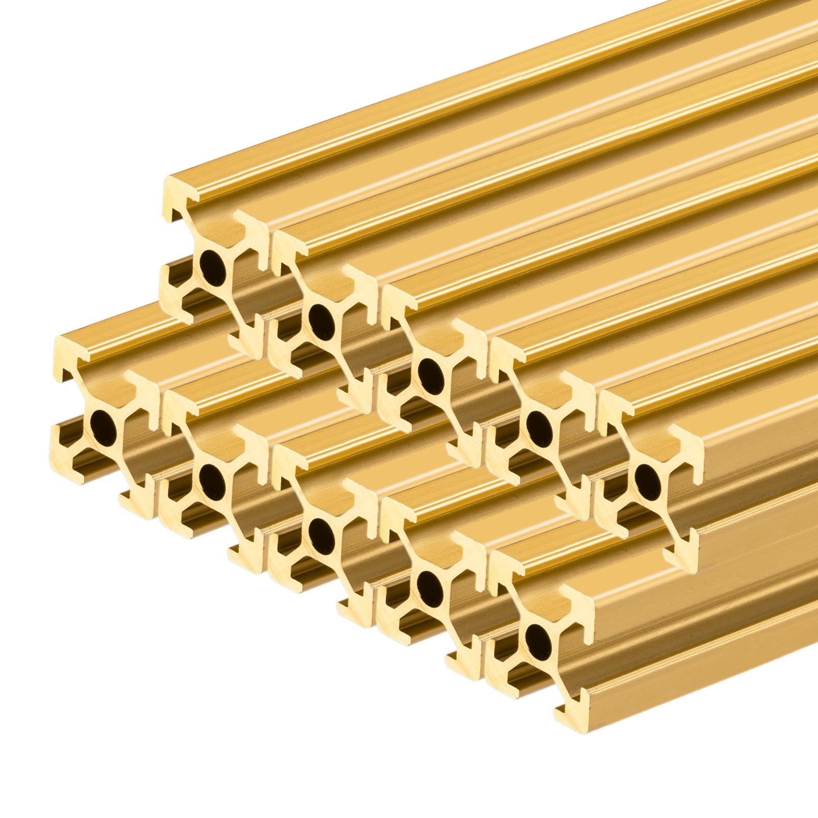 QNK 10pcs 800mm T Slot 2020 Aluminum Extrusion European Standard Anodized Linear Rail for 3D Printer Parts and CNC DIY Gold (31.5")