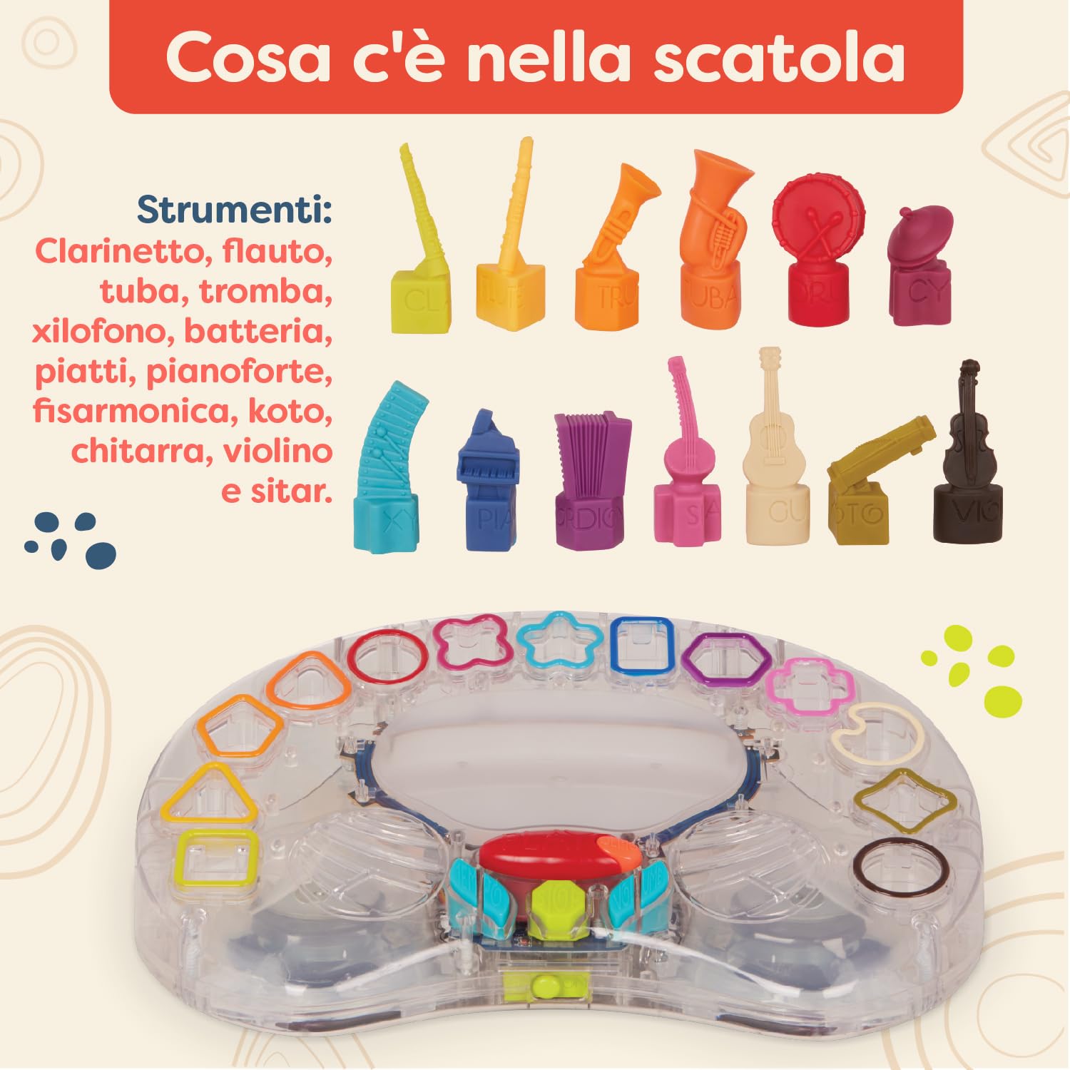 B. toys - Sinfonia in B. - Giocattolo musicale interattivo - 13 Strumenti musicali - Palco con canzoni e luci - Orchestra interattiva per bambini - 3 anni +