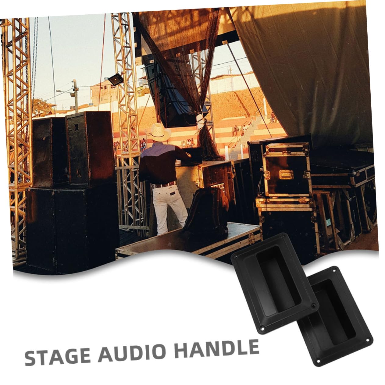Lot de 2 Poignées Latérales en Abs Noires Résistantes pour Matériel Haut-Parleur Audio de Scène, Accessoire Polyvalent pour Remplacement Facile