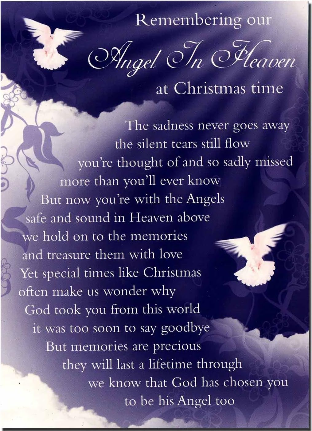 Remembering Someone In Heaven Grave Card - Remembering Our Angel In Heaven At Christmas Time - Free Card  Holder - C114 : Amazon.co.uk: Stationery & Office Supplies