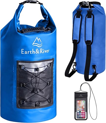 EARTH&RIVER Mochila seca de alta calidad, extra gruesa, protección para todas las actividades acuáticas y campamentos, bolsa seca ligera flotante