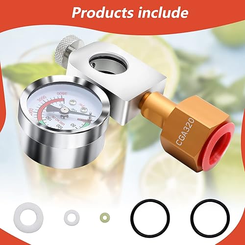 Miniatura 7 de Adaptador de recarga de CO2 para refrescos, adaptador de llenado con manómetro y válvula de alivio de presión, recarga de corriente para Soda