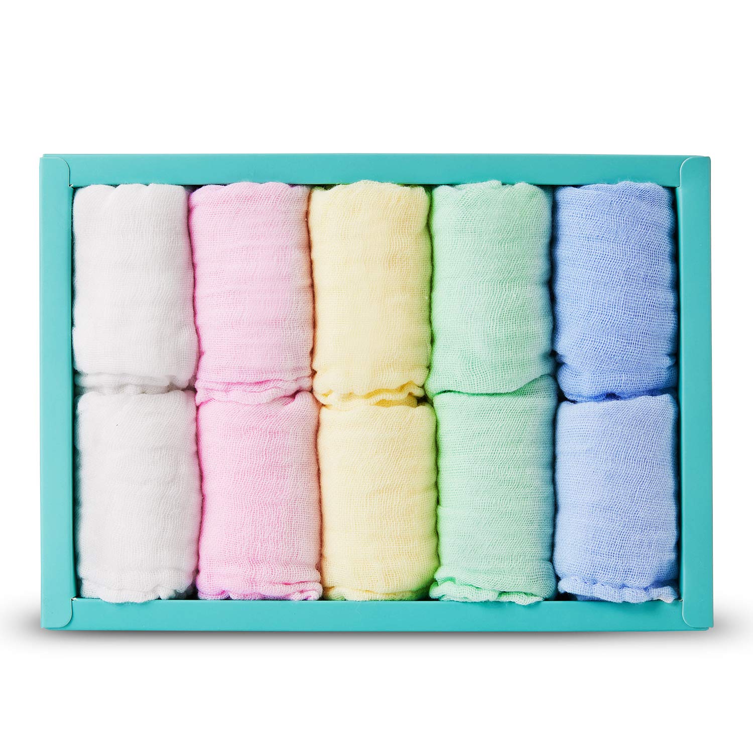 Umiin bambino panni lavare, Super morbido cotone naturale mussola, bagno del bambino Serviette, Regali per neonati perfetti, 30 x 30 cm (Multicolore-10 pezzi)