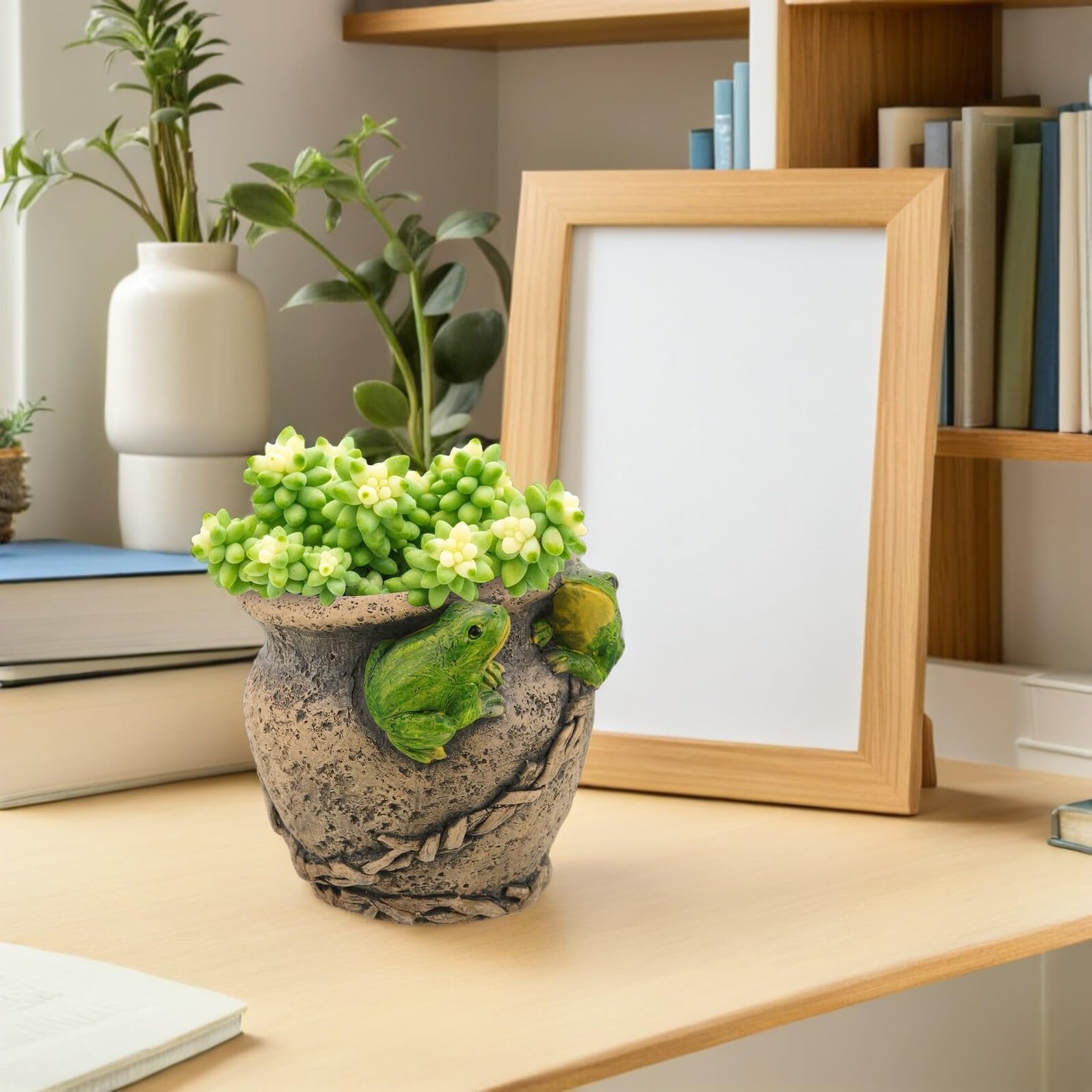 Anneome Mała Ceramiczna Doniczka Kształcie Żaby Ręcznie Wykonany Dekoracyjny Doniczek Sukulenty i Bonsai Ozdobny Pojemnik Rośliny Do Domu i Ogrodu