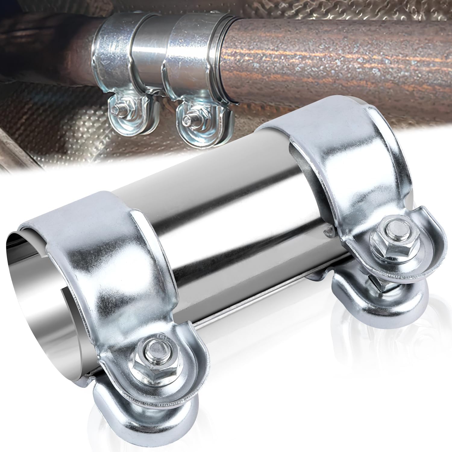 BSTDAYEVER Auspuffschelle Rohrverbinder Edelstahl Auspuff Verbinder 38x125mm Universal auspuff Schelle Doppelschelle Auto Auspuffrohrschelle Schalldämpfer Bandschelle