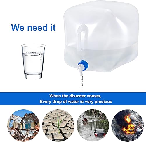 Miniatura 6 de Contenedor de agua plegable con espiga, jarra de almacenamiento sin BPA para acampar al aire libre, senderismo y kit de supervivencia de emergencia,