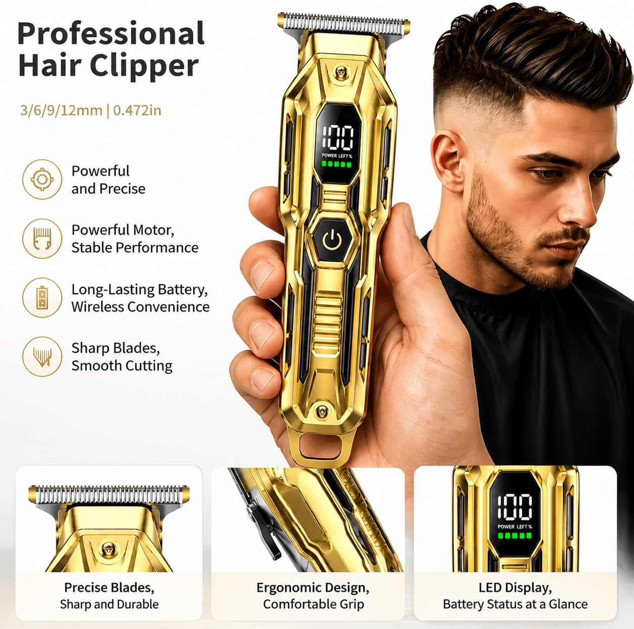 Men’s Hair Clippers, Professional Grooming Kit, Precision T Blade Trimmer, Sharp & Easy to Use, Men’s Beauty Grooming Set, Gift Set, Ideal Gift for Family & Friends, Nice Daily Present for Loved Ones image 5