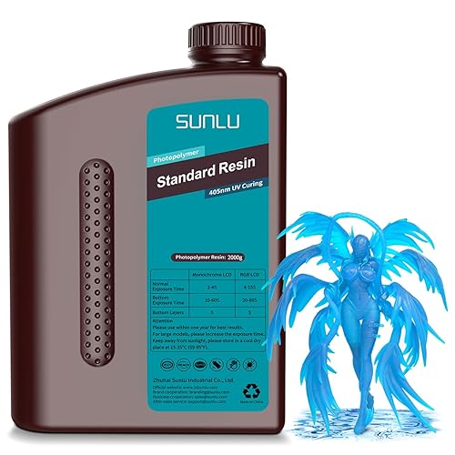 Vista 26 de SUNLU Resina de impresora 3D de 2.2 lbs, resina 3D estándar de curado rápido para impresoras 3D LCD DLP SLA, resina de fotopolímero líquida de 35.27