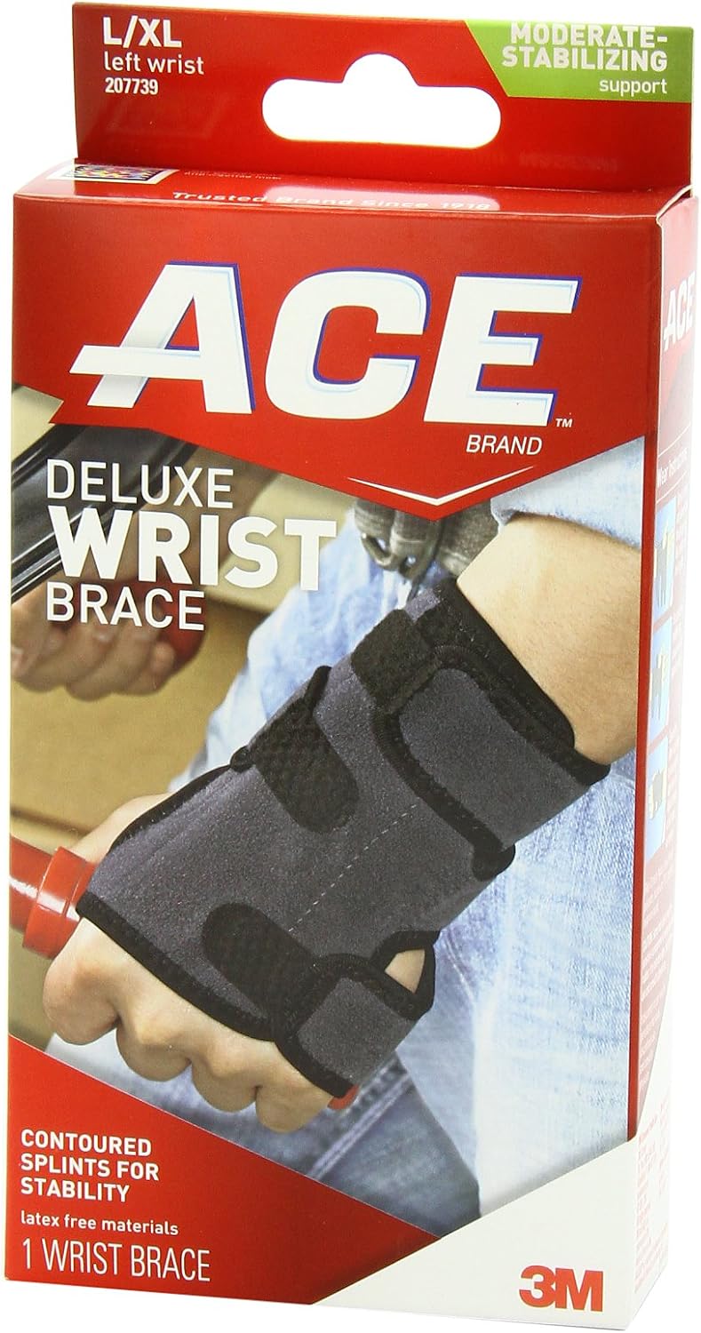 ACE Deluxe Wrist Brace, Left, Large/Extra Large
