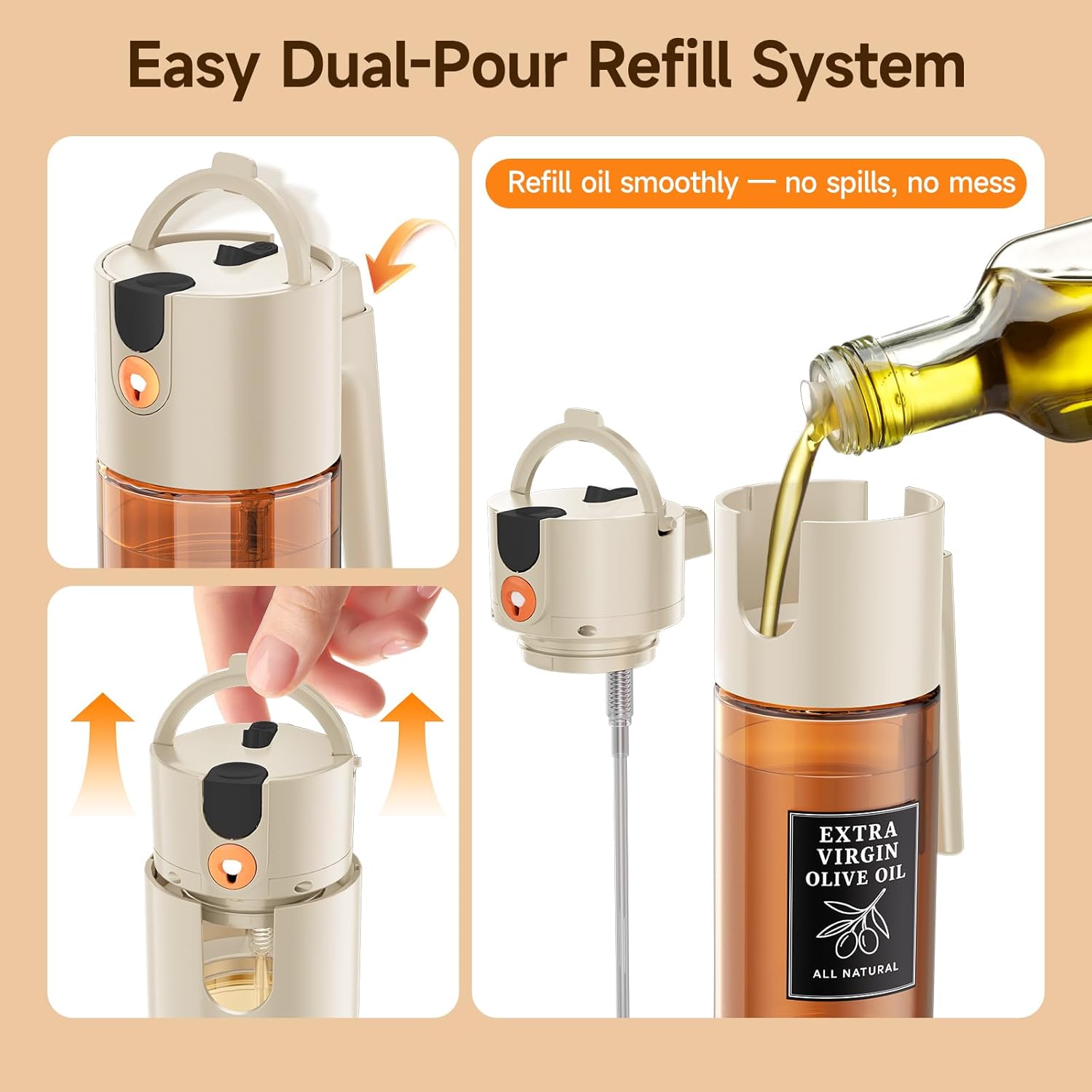 Oil Dispenser For Kitchen 2 Pack Set, Oil Sprayers & Dispensers For Family Cooking, Leak Free Oil Dispenser, Cooking Oil Dispenser Bottle With Olive Oil Dispenser, Easy Refill Design For Home Use