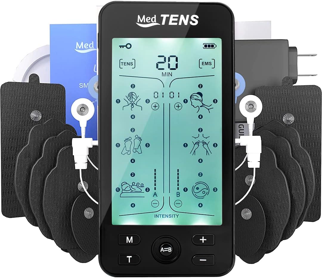Tens Unit Machine Device 24 Massage Modes Newest Model Muscle Stimulator for Lower Back Neck Shoulder Pain Relief Massager Comes With 10 Pads [5 Pairs]