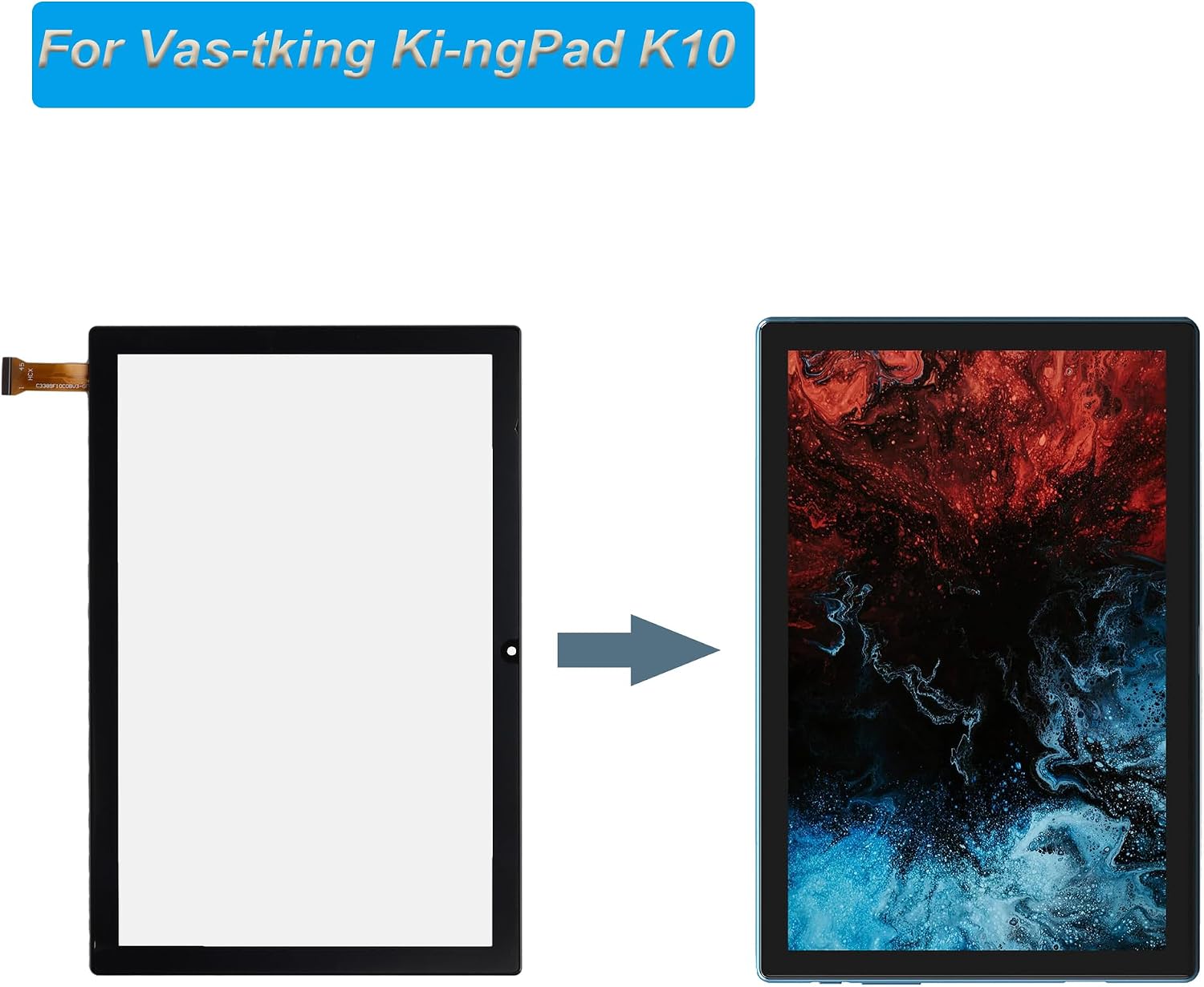 Front Glass Touch Panel Digitizer (Without LCD Display) Compatible with Vastking KingPad K10 Tablet TP Touch 10.1 inch with Tools