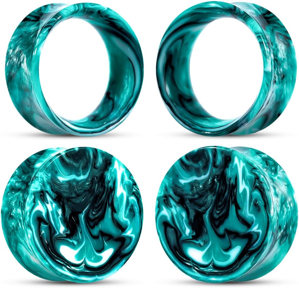COOEAR Double Flared Acrylic Ear Tunnels Plugs Gauges - Colorful Piercing Stretchers Expander Earrings, 2 Pairs