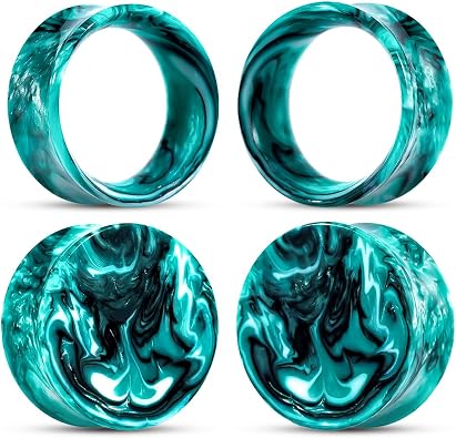 COOEAR Ear Plugs Tunnel Piercing Gauges for Ears, Double Flared Expander Stretchers, 2 Pairs of Colourful Acrylic Earrings