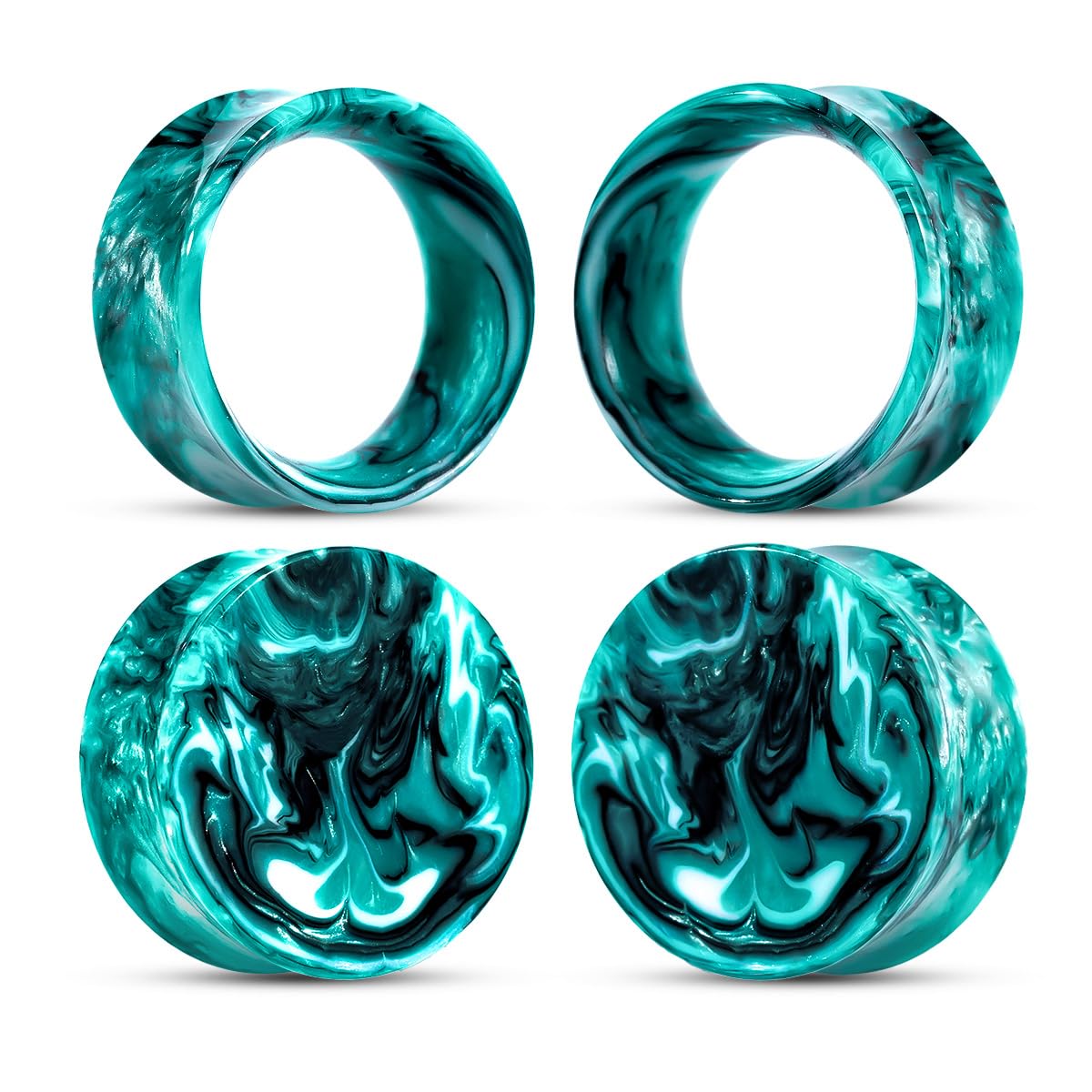 COOEAR Ear Plugs Tunnels Piercing Gauges for Ears, Double Flared Expander Stretchers, 2 Pairs Colorful Acrylic Earrings.