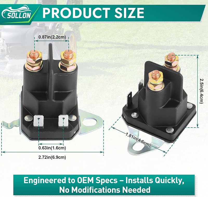 SOLLON 12V Indítórelé Solenoidszelep Fűnyírógéphez Hómaróhoz Golfautóhoz Traktorhoz