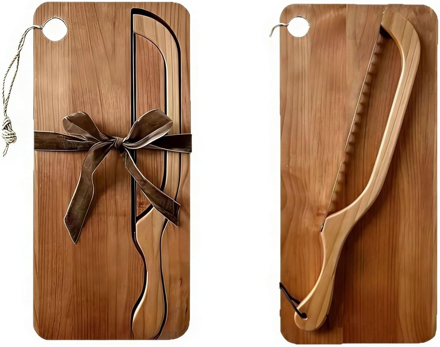 Bow Knife and Board Set，Bread Bow Knife with Acacia Cutting Board