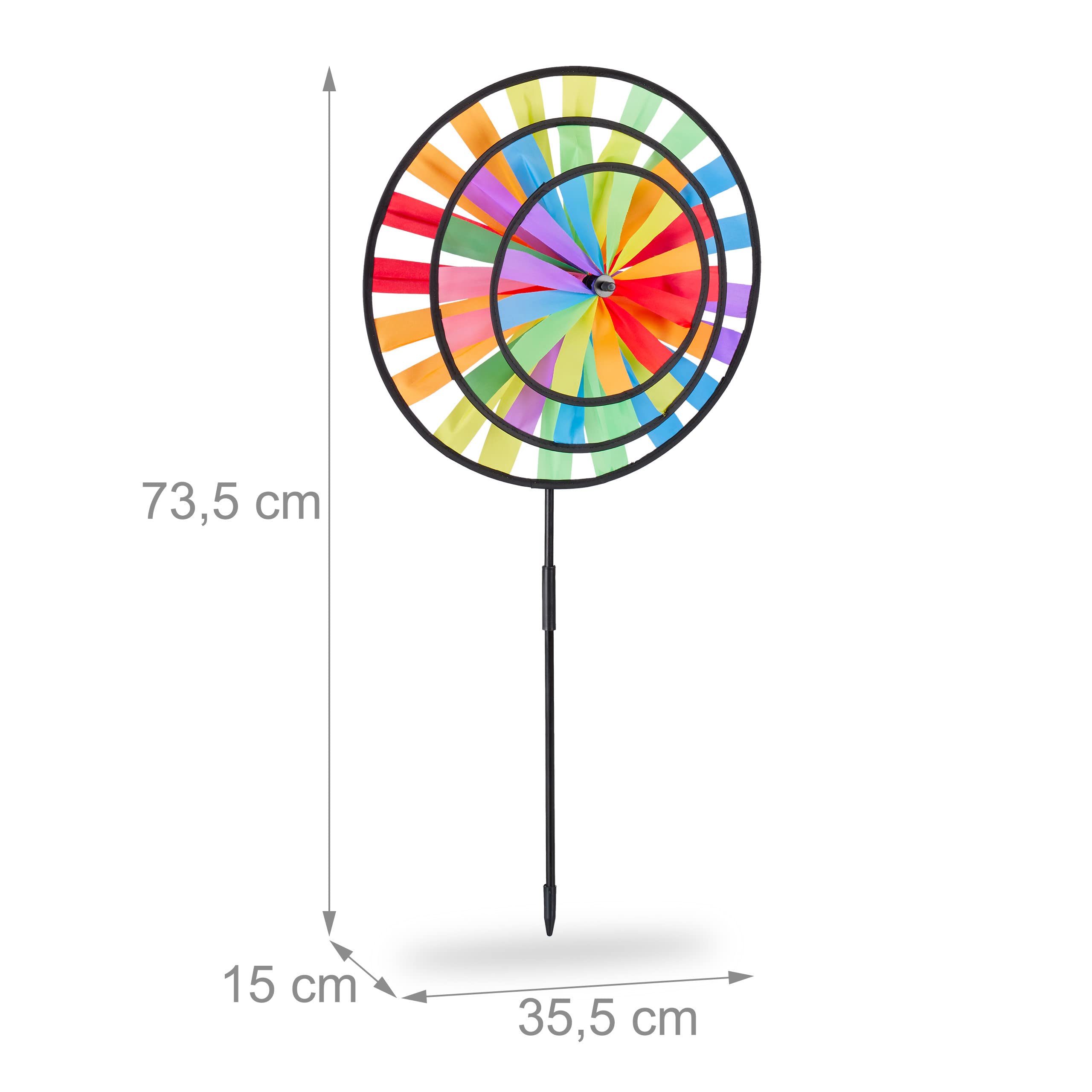 Relaxdays Girandola, per Aiuole, Design Arcobaleno, per Bambini, da Outdoor, HLP: 73,5 x 35,5 x 15 cm, Colorato