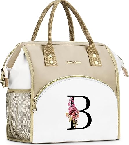 Lonchera con inicial para mujer, lonchera térmica con aislamiento, lonchera grande para adultos a prueba de fugas para el trabajo de picnic, bolsa