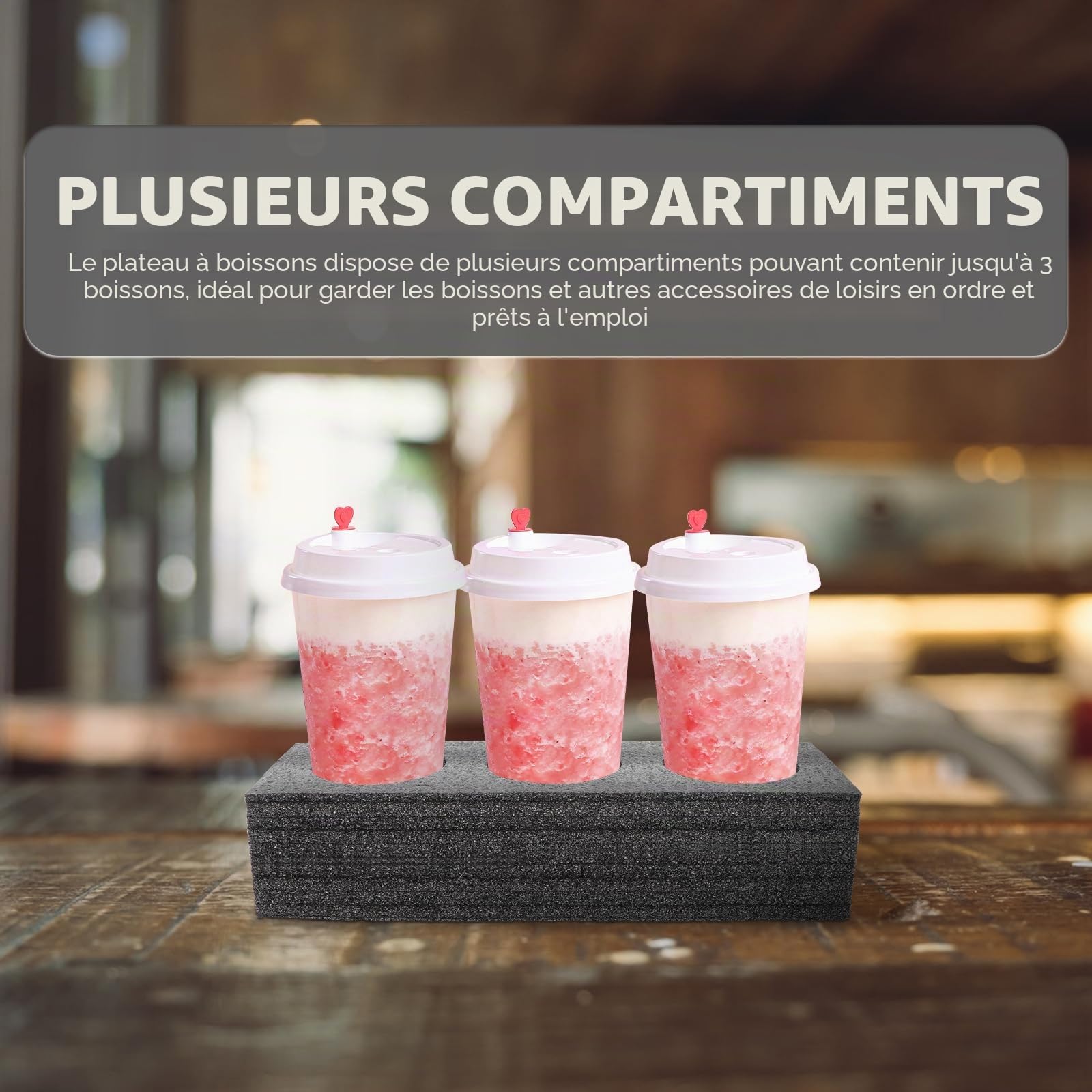 Housoutil Porte-Gobelet En Mousse Pour 3 Tasses Support De Tasse À Café Et Thé À Emporter Organisateur Pratique Pour Voiture Camping-Car Et Bateau 11.6X3.9X2.6 Pouces