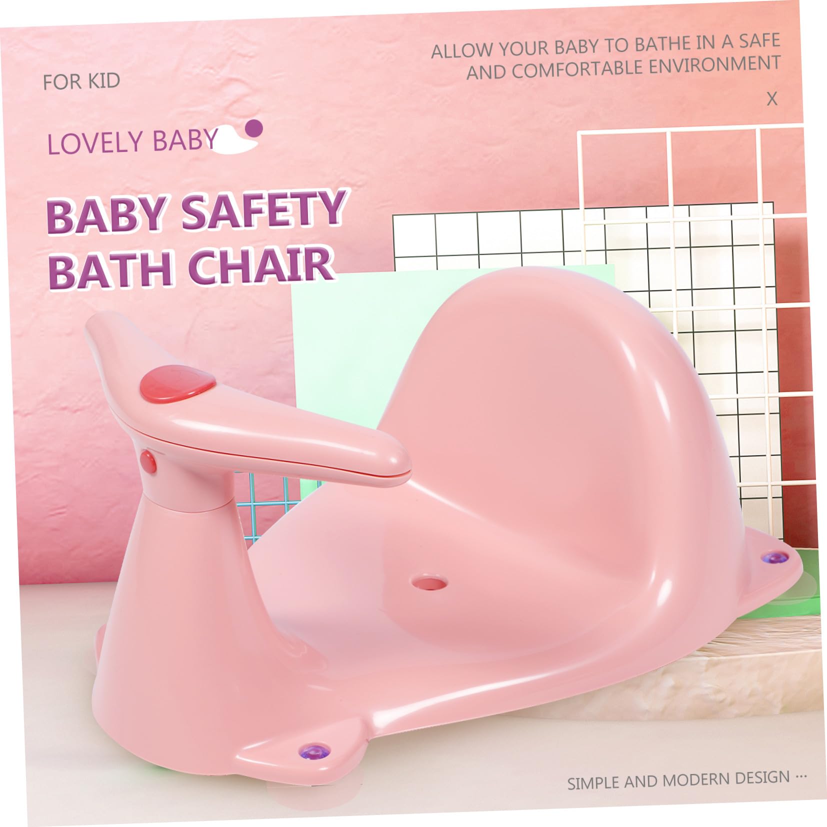 Kleinkind Badesitz Rosa, 1 Stück, Pp Tpe mit Saugnapf | Stabiler Badesitz für Kleinkind, Passend für Badewanne und Dusche, Geschenk zum Geburtstag