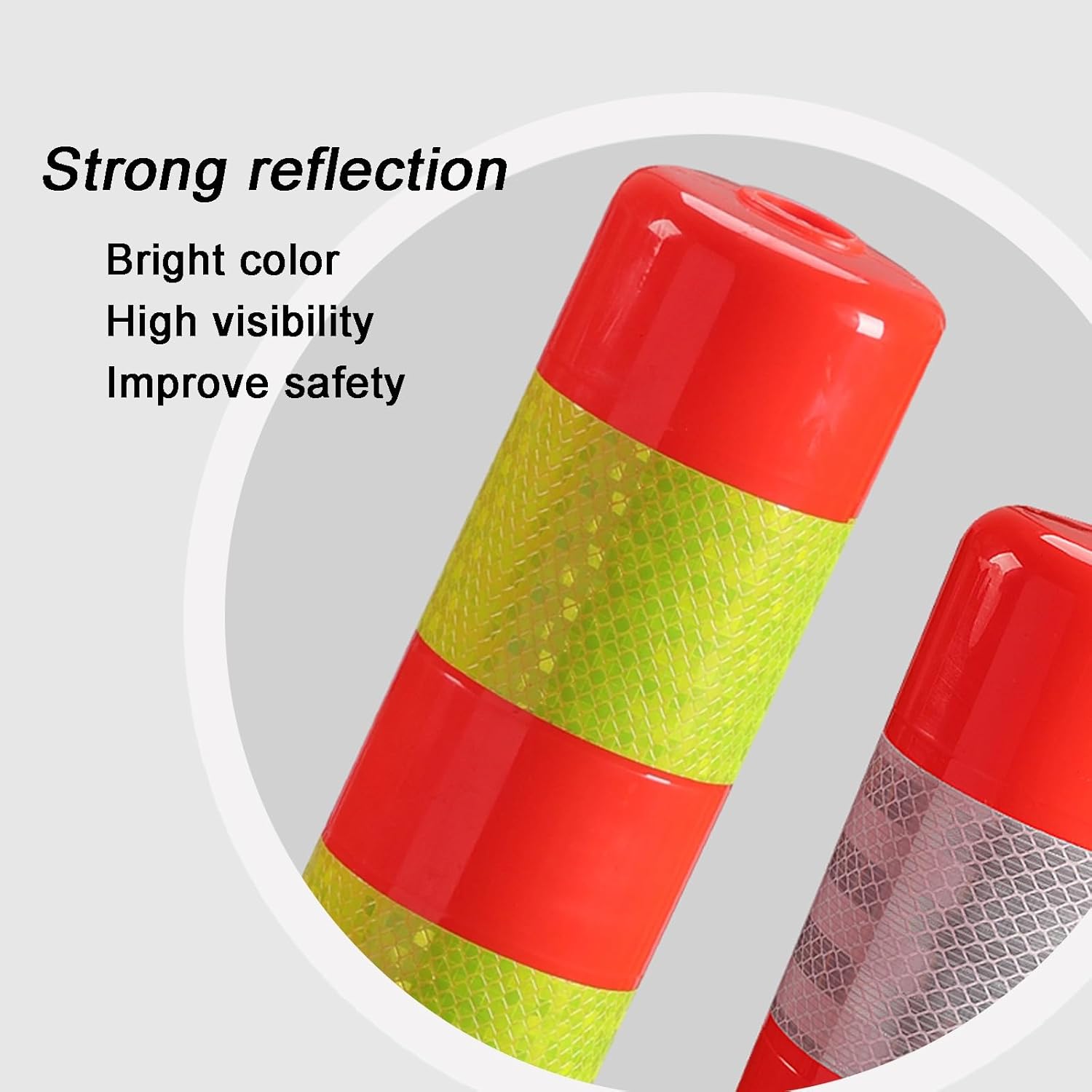 4 Pack Parking Safety Bollard Flexible Reflective Band Delineator with Expansion Bolts for Parking Spots Parks Expressways