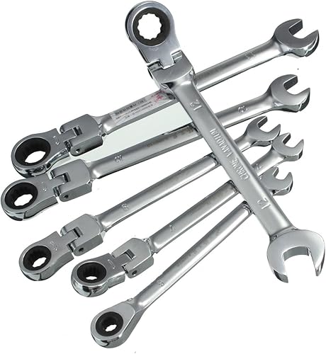 Miniatura 8 de Juego de 7 unids un juego de 0.236 in 0.276 in 0.315 in 0.354 in 0.394 in 0.433 in 0.472 in flexible cabeza giratoria trinquete combinación llave