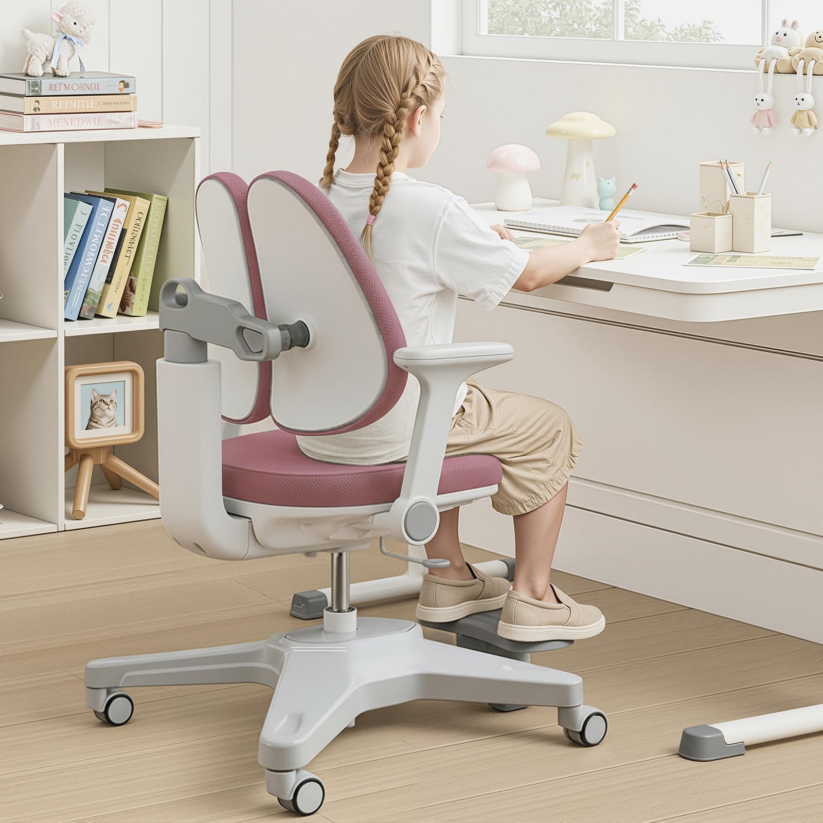HOKO Ergonomischer Kinderstuhl mit Verstellbarer Rückenlehne & Fußstütze – Mitwachsender Schreibtischstuhl für Kinder, Schüler & Jugendliche