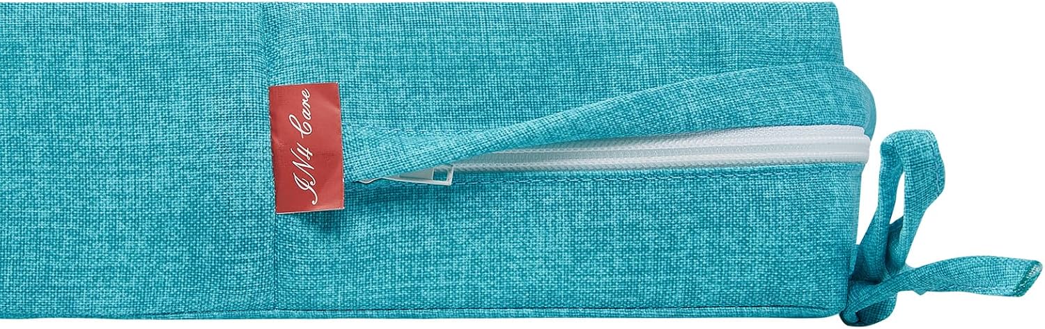 Outdoor Bench Cushion Cover for Patio Furniture,45x18x3 Inch, Water Resistant Swing/Loveseat Cushion Slipcover with Ties for Balcony Porch Garden (Replacement Cover Only), Aqua Blue