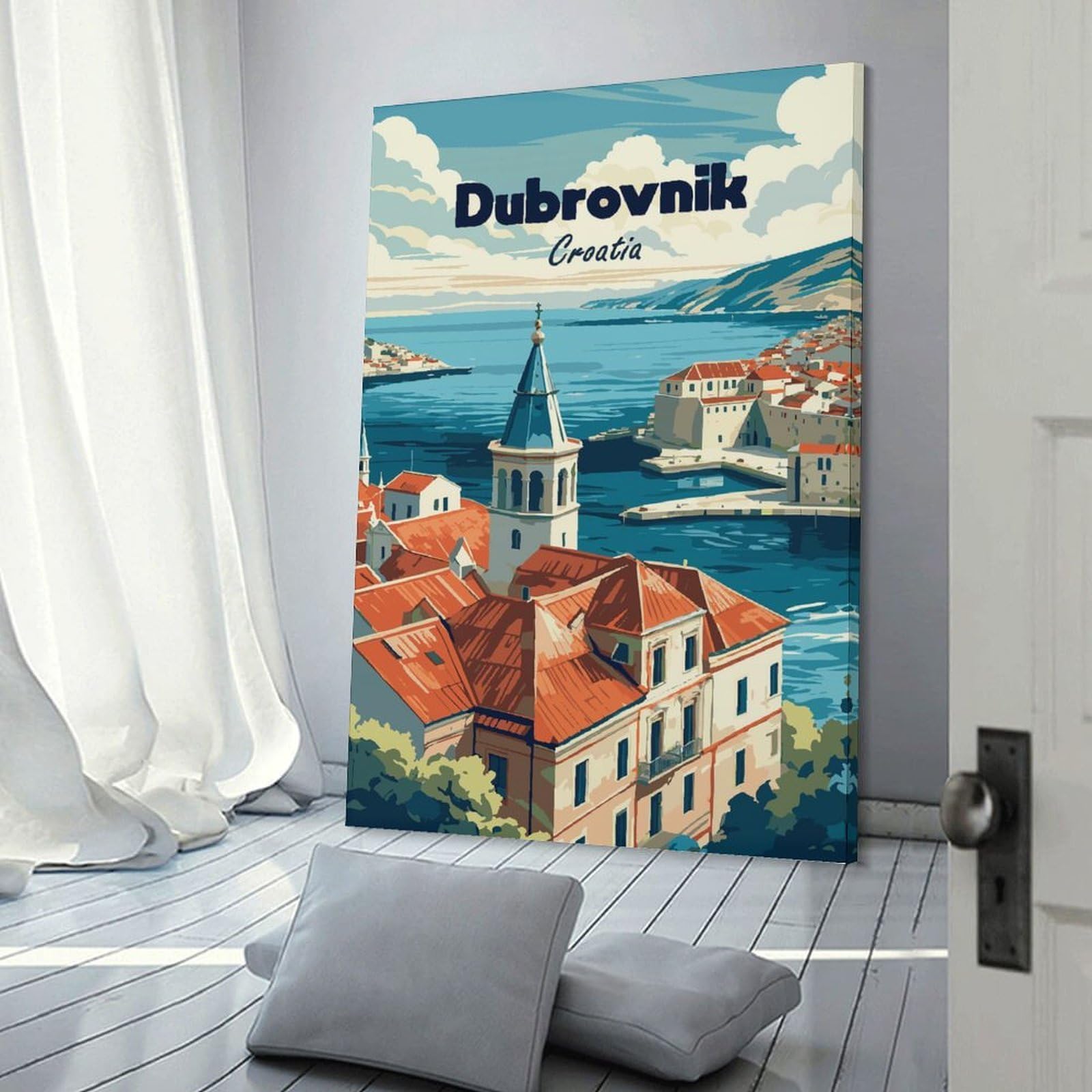 Junmoney Dubrovnik Croatia Travel (4) Canvas Wall Decor 24x36inch(60x90cm), for Calm Bedrooms, Home Corners Or Flats, An Easy Wall Refresh for Bedrooms