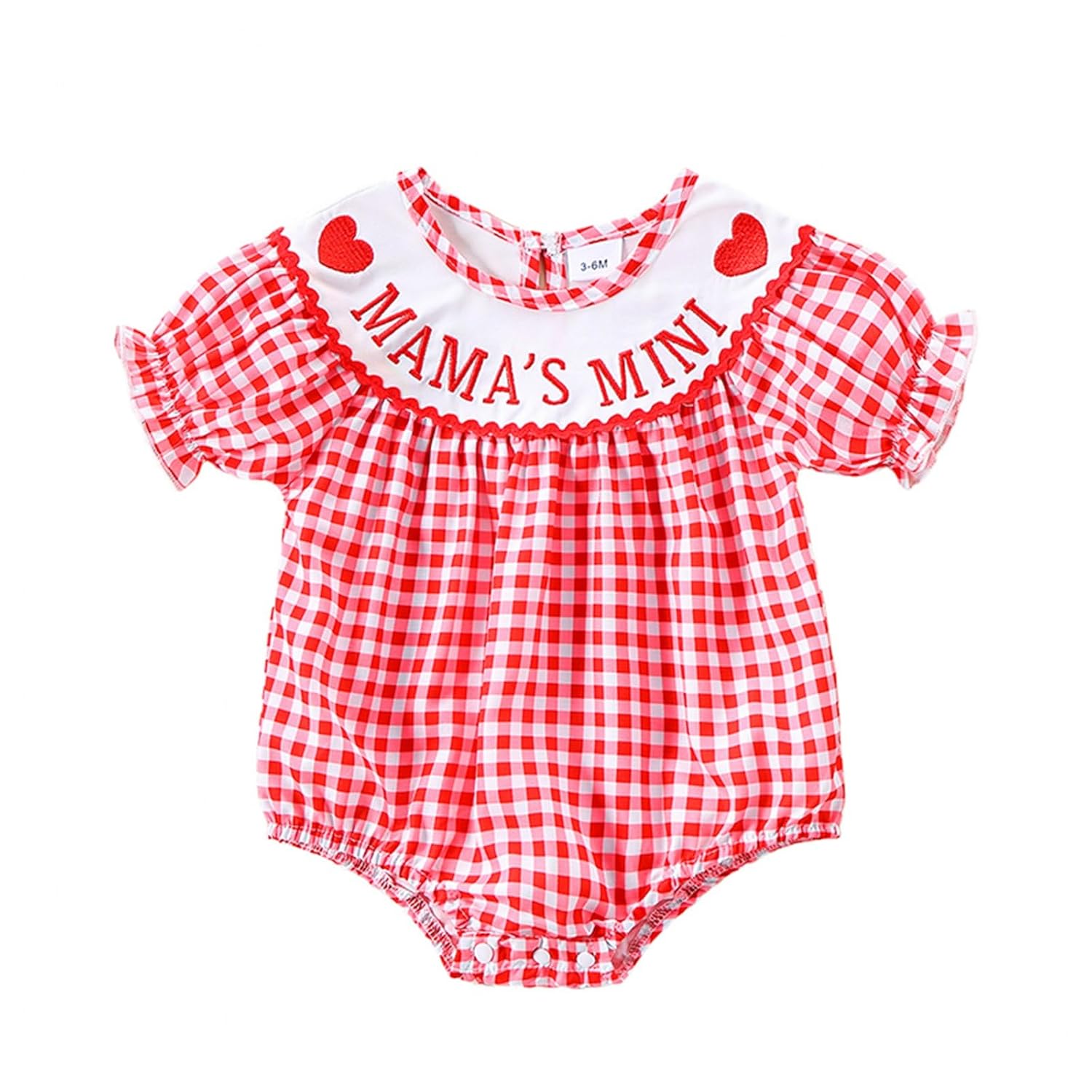 Newborn Baby Girl Romper Mamas Mini Bow Plaid Print Puff Sleeve Smocked Bubble Romper Jumpsuit Bodysuit Clothes