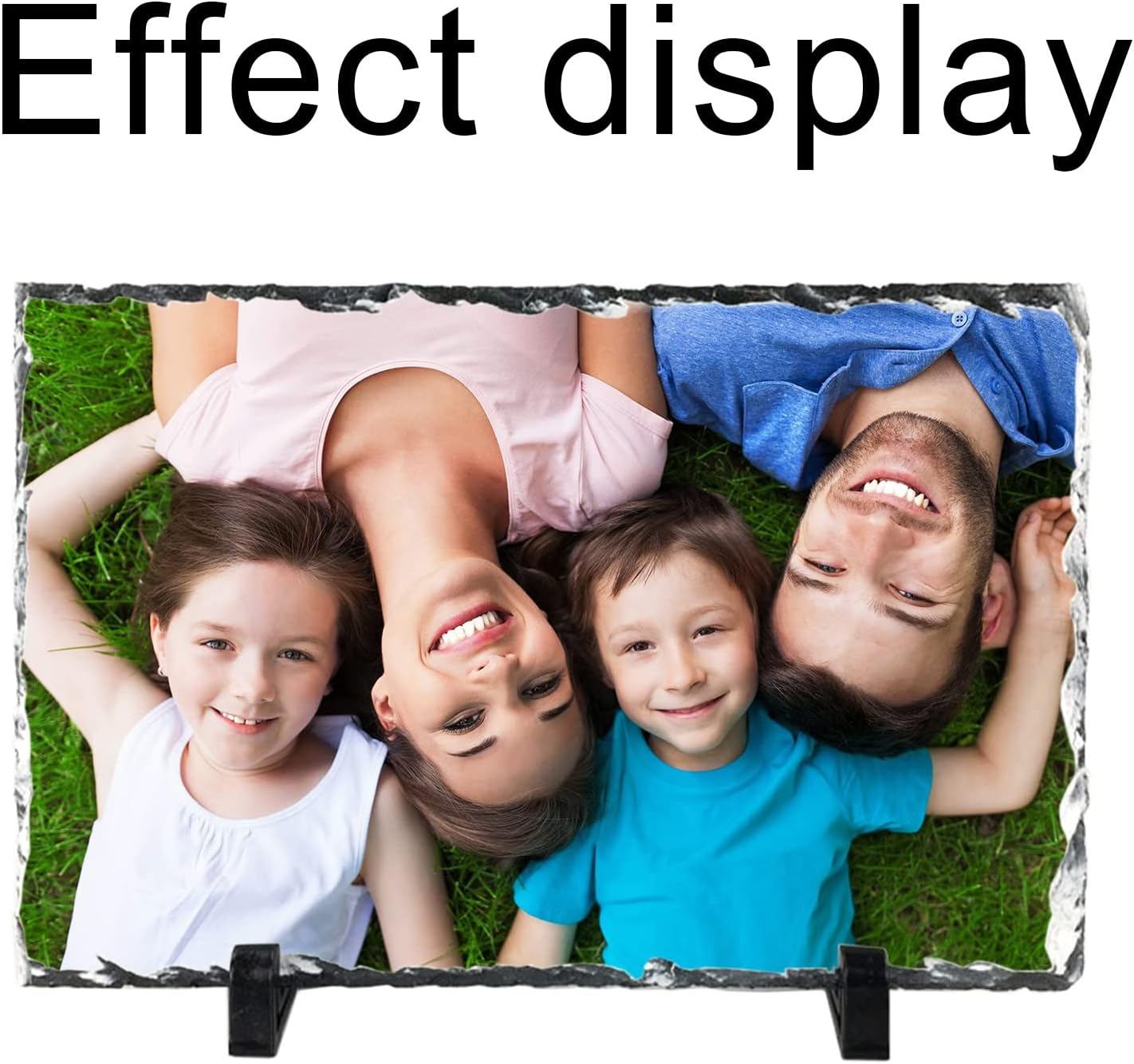 6 Pack Sublimation Slate Blanks DIY Custom Stone Slate 6x8 Inch Picture Frame Heat Transfer Rock Photo Plaque with Display Stand Decoration for Desktop Souvenir