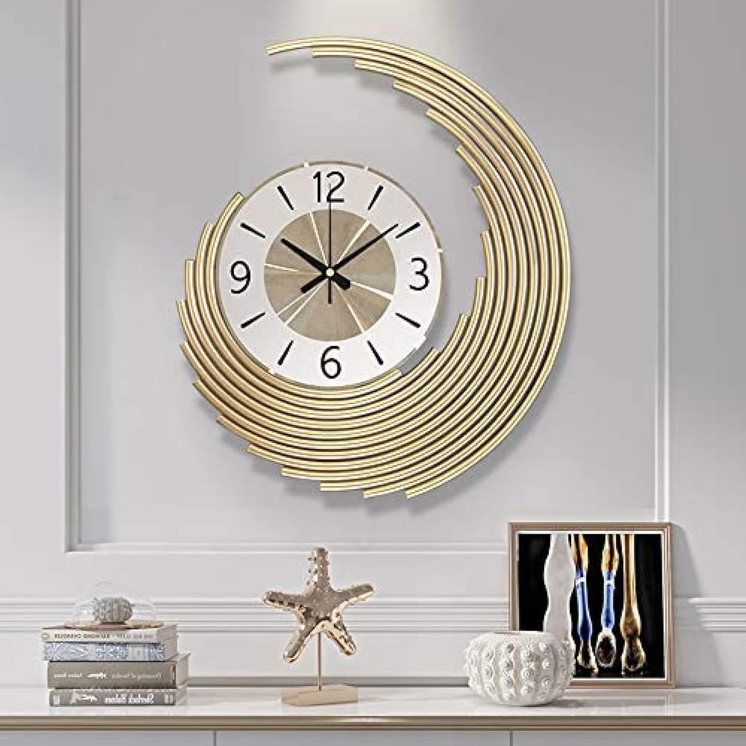 Montres murales art décoration or 39x46cm en forme d'arc minimaliste