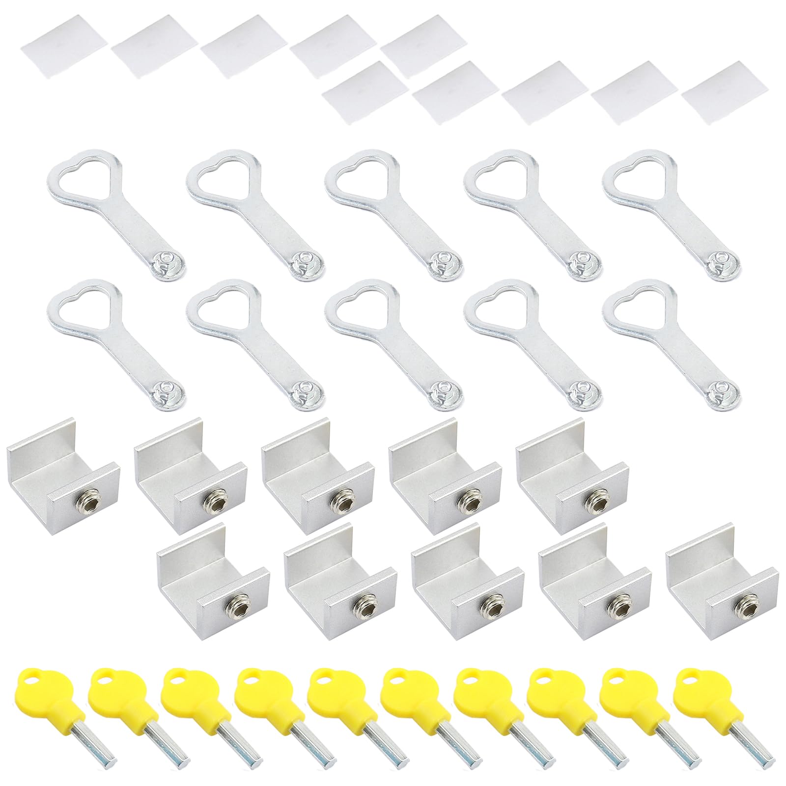 10Pcs Window Security with Adjustable Sliding Window Stops Aluminum Alloy Stoppers Easily Install Door Frame Security with for Home and