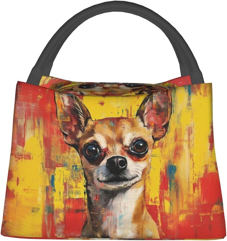 Colorful Chihuahua Lunch Bag for Women, Girls, Kids, Reusable Insulated Lunch Box for Work, Office, Picnic, Travel, School, Gifts