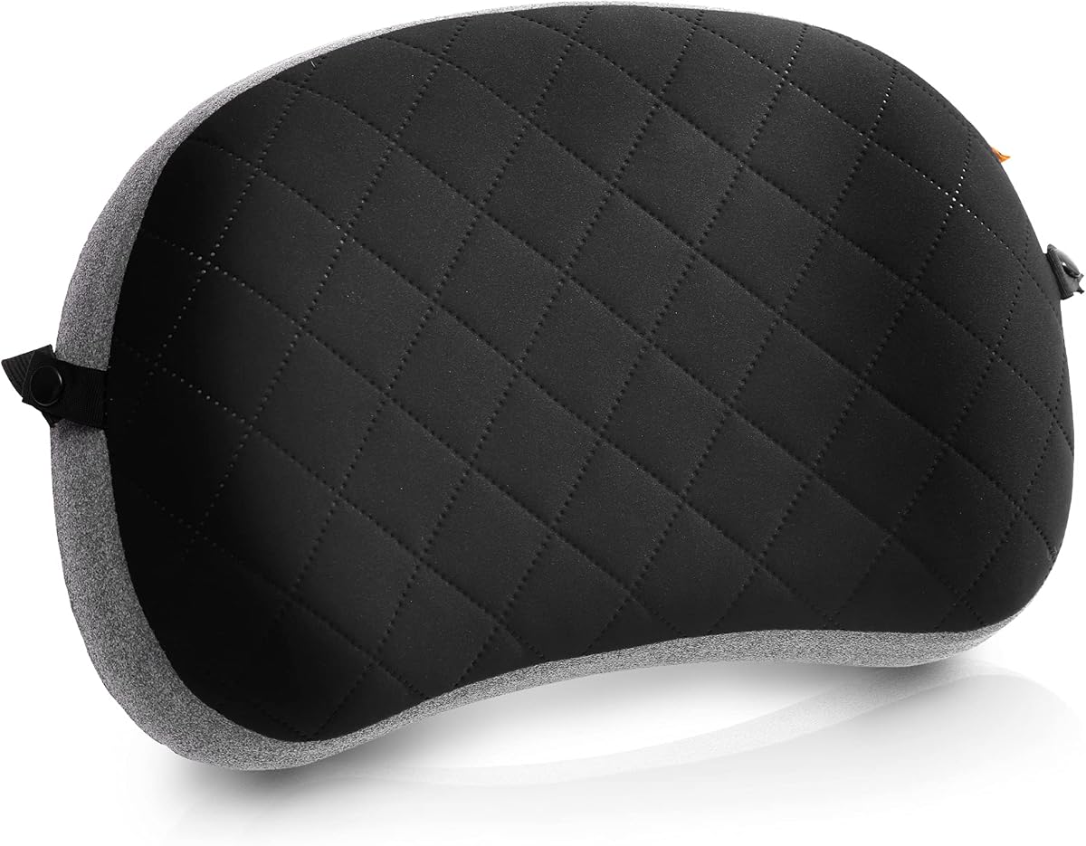 Almohada de viaje liviana – Almohada de camping inflable compacta para mochileros, viajes, avión o hamaca – Soporte para cuello y lumbar, funda lavable, válvula bidireccional – Equipo de senderismo ultraligero