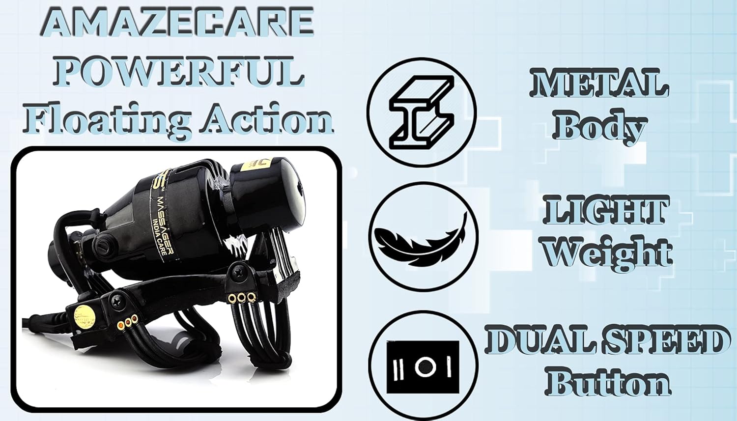 Amazecare Professional Dual Speed Powerful Light Weight Massager For Full Body, Head, Neck Pain Relief For Men&Women (Black-Massager01_Black) Amazecare Professional Dual Speed Powerful Light Weight Massager For Full Body, Head, Neck Pain Relief For Men&Women (Black-Massager01_Black)