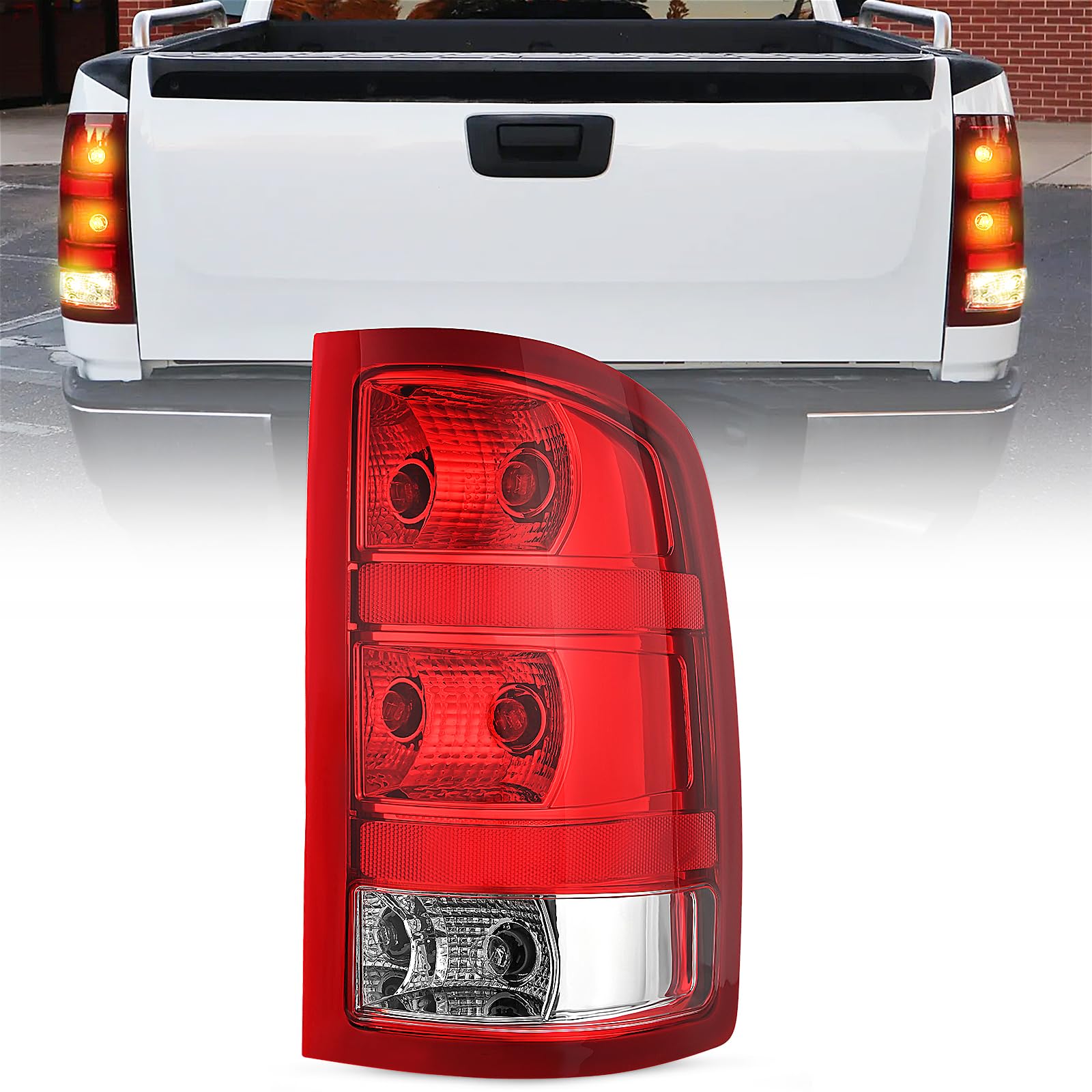 Nilight Taillight Assembly Compatible with 2007 2008 2009 2010 2011 2012 2013 GMC Sierra 1500 2500HD 3500HD Rear Lamp Replacement OE Style Passenger Side