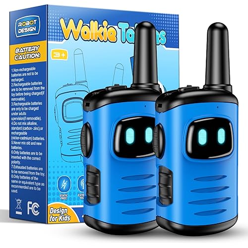 Kids Walkie Talkies Toys for Boys: comedyfun Mini Robots Walkies Talkies 2 Pack Birthday Gifts for 3 4 5 6 Year Old Boys Toys for 3 4 5 6-8 Year Old Boy Camping Hiking Outdoor Games for Kid