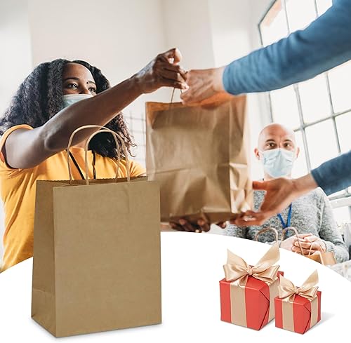 Miniatura 7 de TOWRAP Bolsas de papel marrón con asas, 90 unidades, bolsas de regalo de varios tamaños, bolsas de fiesta, bolsas de compras, bolsas al por menor,